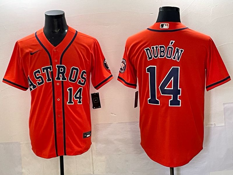 Men 2025 Houston Astros 14 Dubon Orange Nike MLB Jersey 04